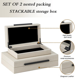 SYYSY beige shagreen jewelry organizer doubles as memory box on a dresser
