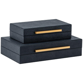 SYYSY black shagreen storage box with gold handle—luxury jewelry organizer with tactile texture.