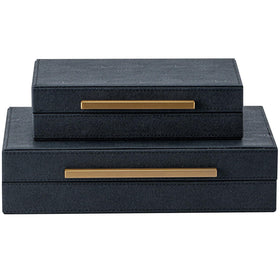 SYYSY gold-hinged storage boxes enhance desk organization and style.