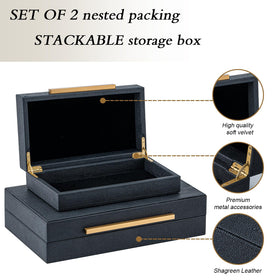 SYYSY black shagreen box velvet-lined interior protects treasures.