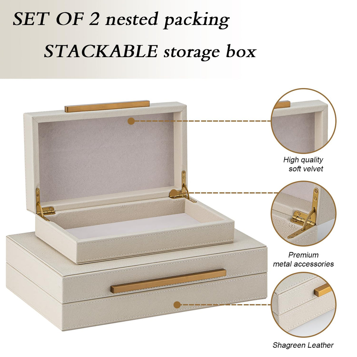 SYYSY jewelry organizer box in beige shagreen keeps pieces protected