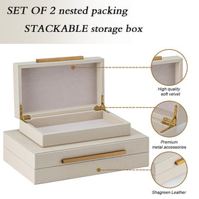 SYYSY jewelry organizer box in beige shagreen keeps pieces protected
