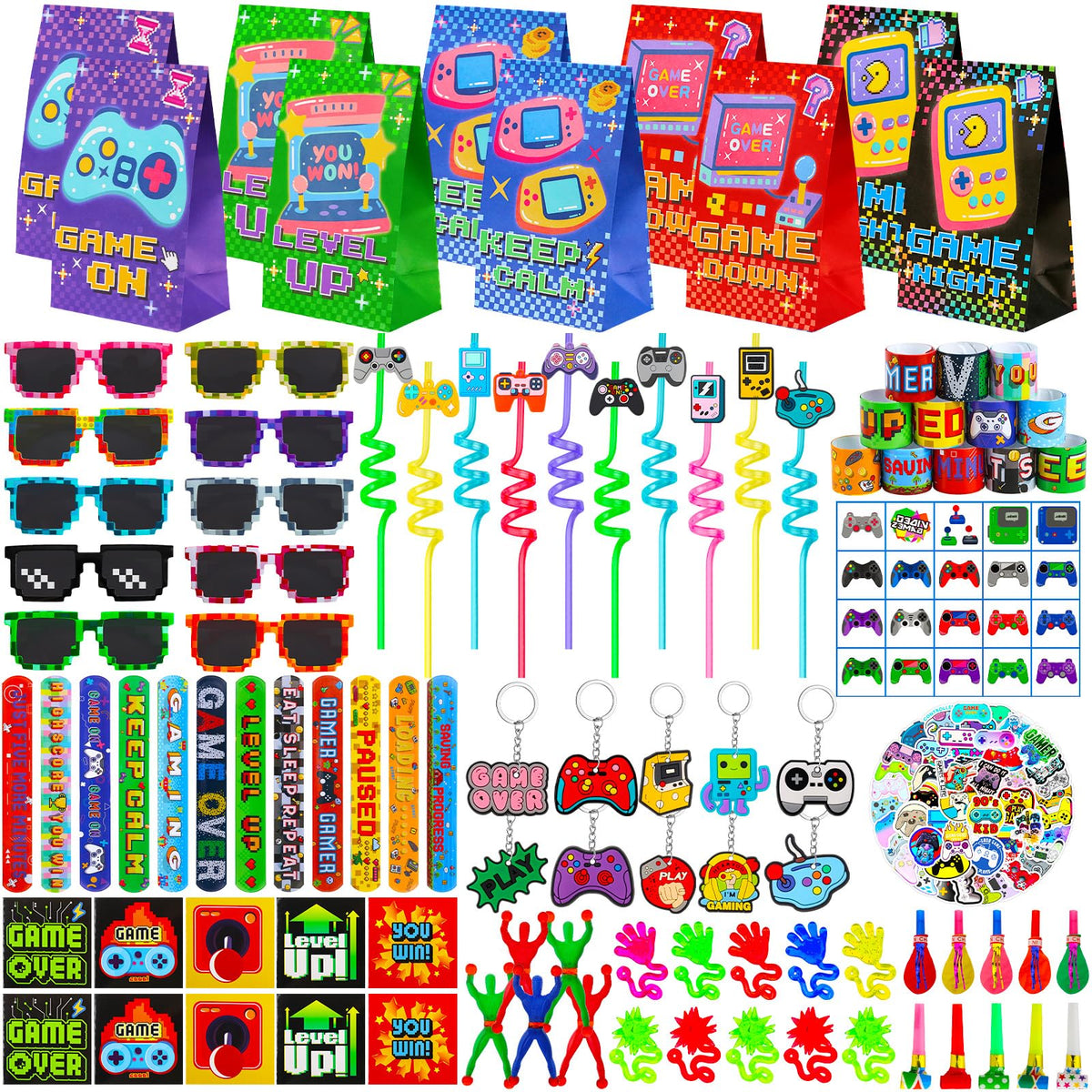 SZCECHRE 170-piece video game party favors kit with vibrant goody bags for rewards