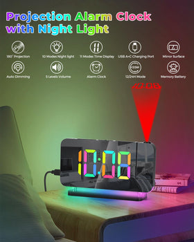 SZELAM 7.4-inch mirror display provides a large, readable time