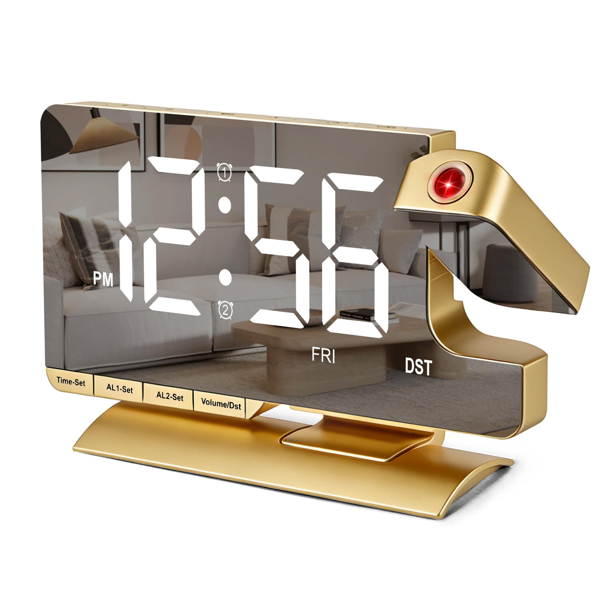 SZELAM projector displays time on wall with rotating lens, ideal for kids' rooms