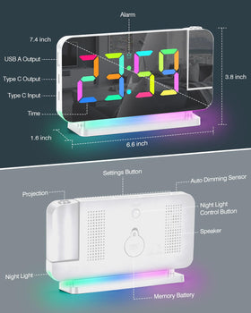 SZELAM clock package includes power adapter, USB-C cable, and manual