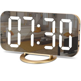 SZELAM digital alarm clock with mirror display for quick makeup checks
