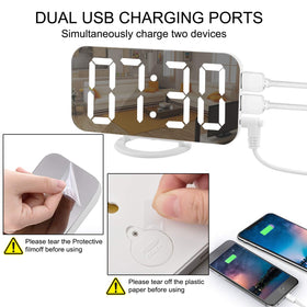 SZELAM digital clock with dual USB ports charges two devices at once