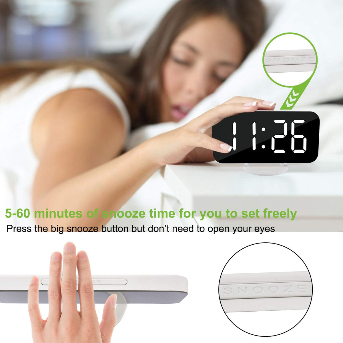 SZELAM digital clock memory function preserves settings after power loss