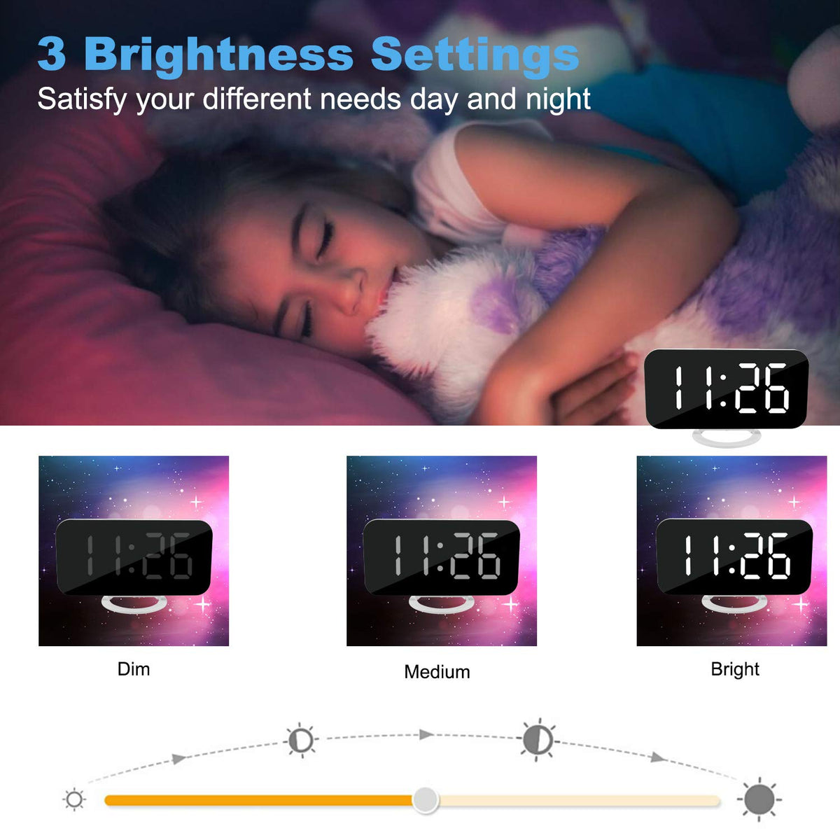 SZELAM digital clock quiet alarm in a serene bedroom setting