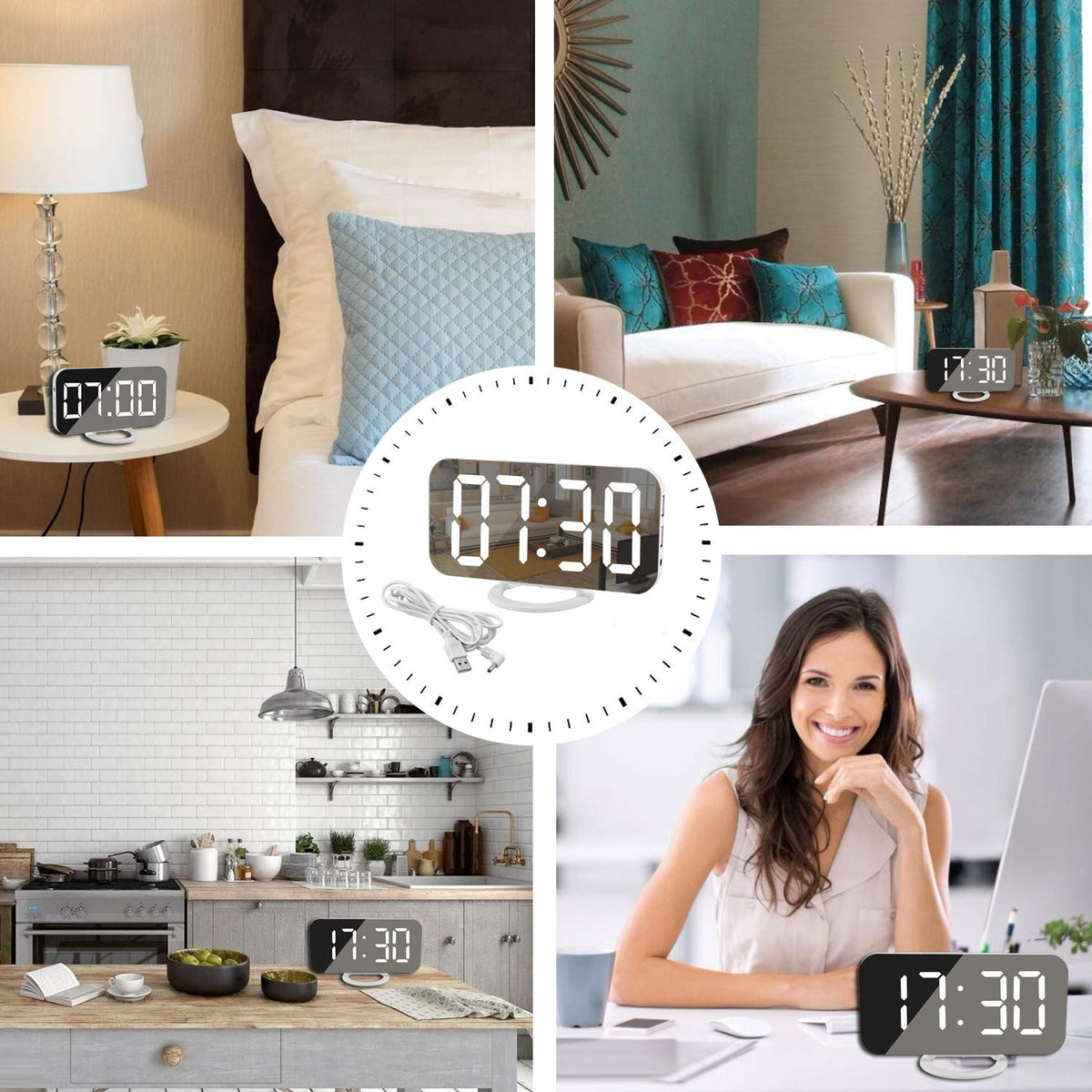 SZELAM digital clock snooze feature with a large, easy-to-press button