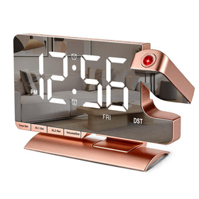 SZELAM projection alarm clock with 180-degree rotation projects time clearly on wall.