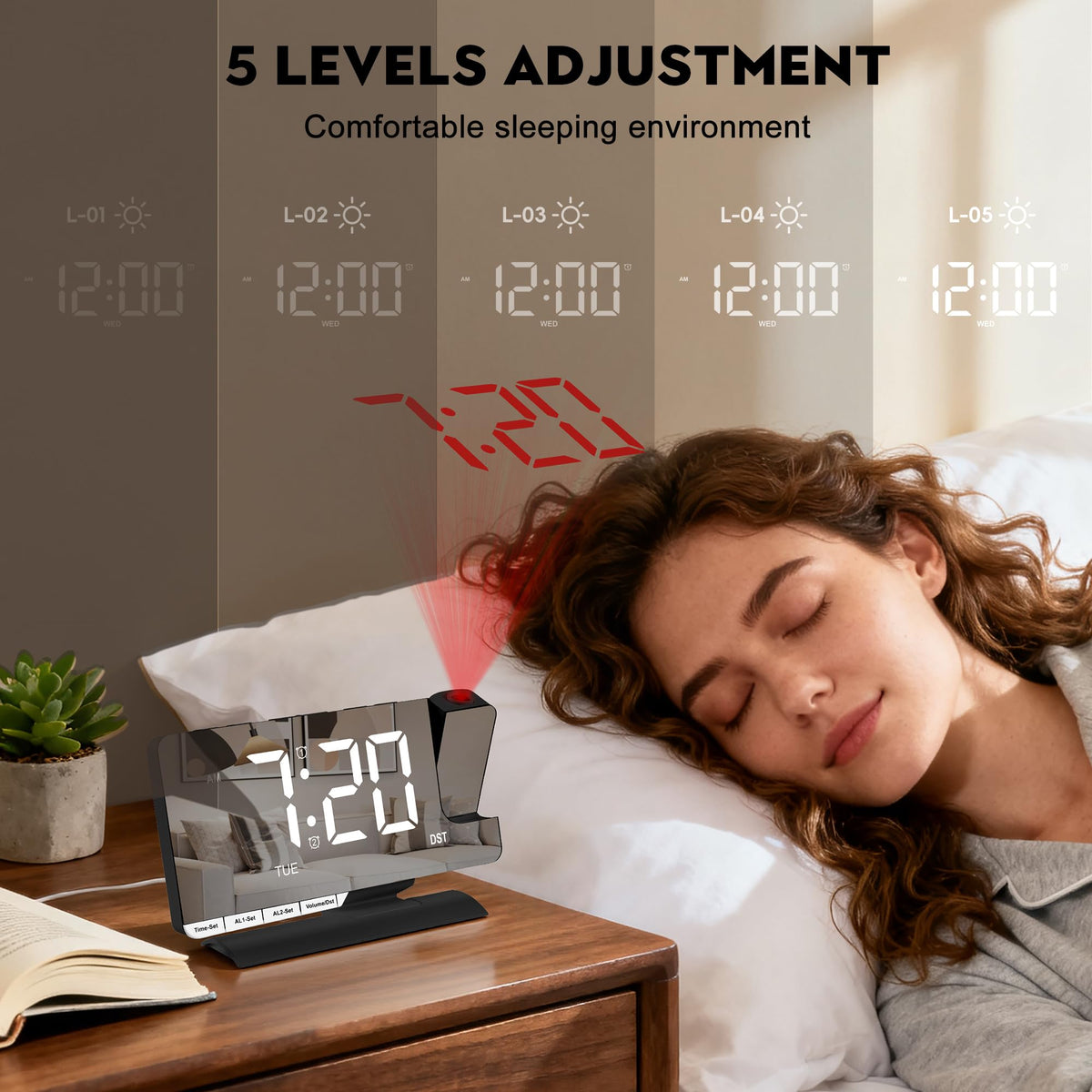 SZELAM snooze button for short rests before dismissing the alarm.