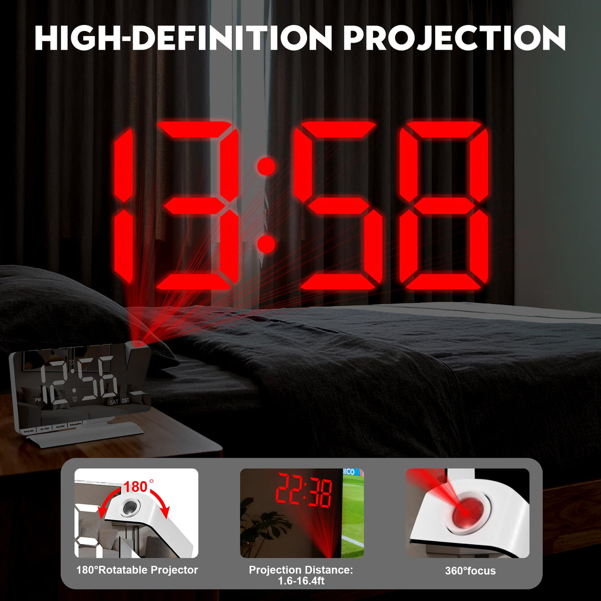 SZELAM clock with multiple volume levels for waking up