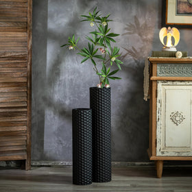 Sziqiqi black cylinder floor vase 21.7in fits cozy corners with elevated visual height.