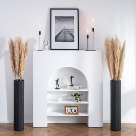Sziqiqi black tall floor vase with honeycomb texture, ideal for dramatic corner display.