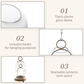 Sziqiqi outdoor-ready lantern on table with wax-catching base for clean setups.