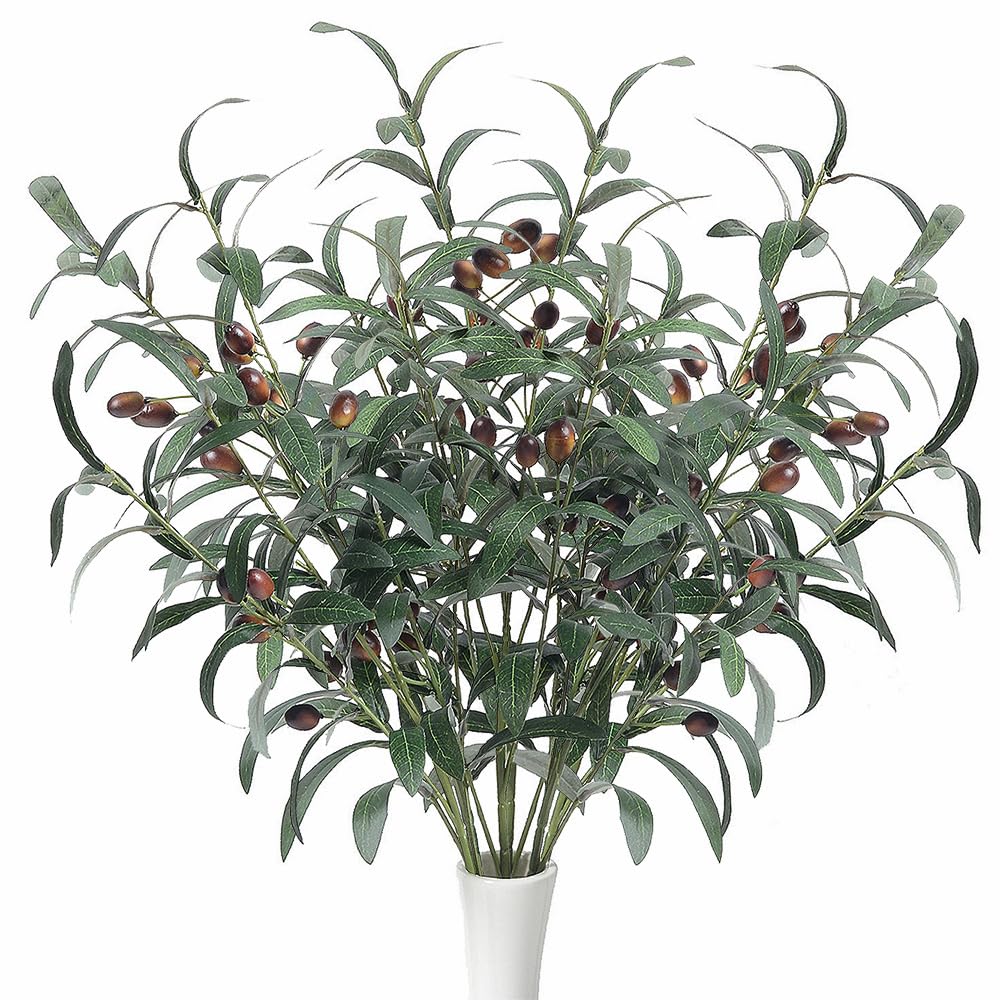 SzJias olive branch with textured leaves adds natural elegance to living room decor.