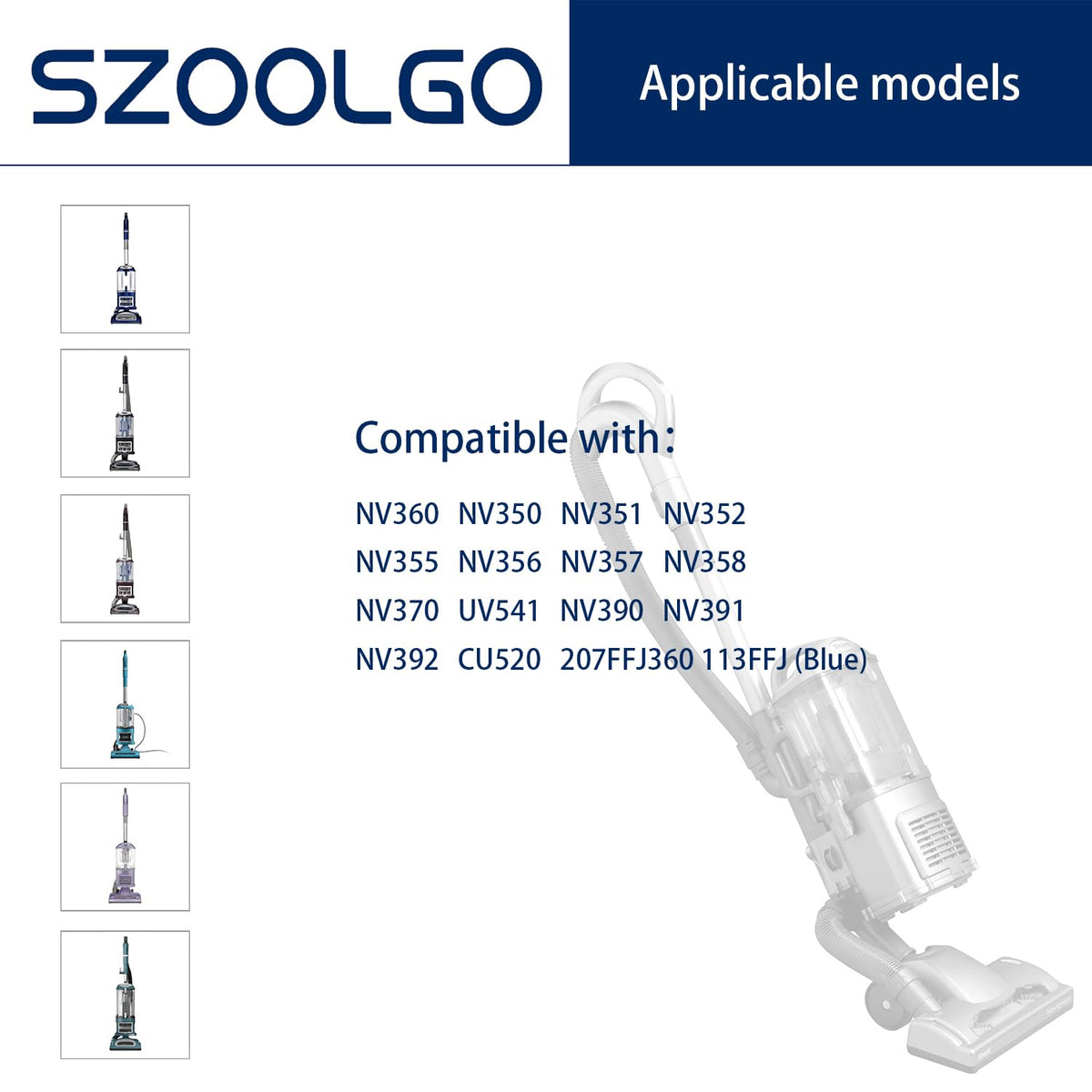 Szoolgo replacement hose for Shark NV370, quick tool-free installation and compatibility.