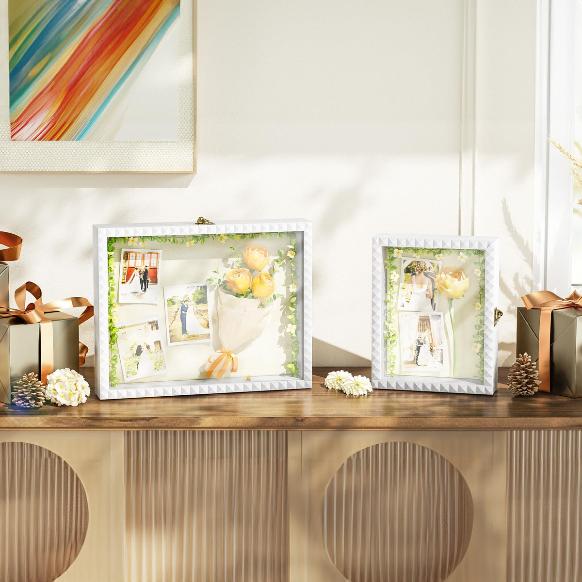 SZQINJI Shadow Box Frame versatile for weddings, baby milestones, and keepsakes