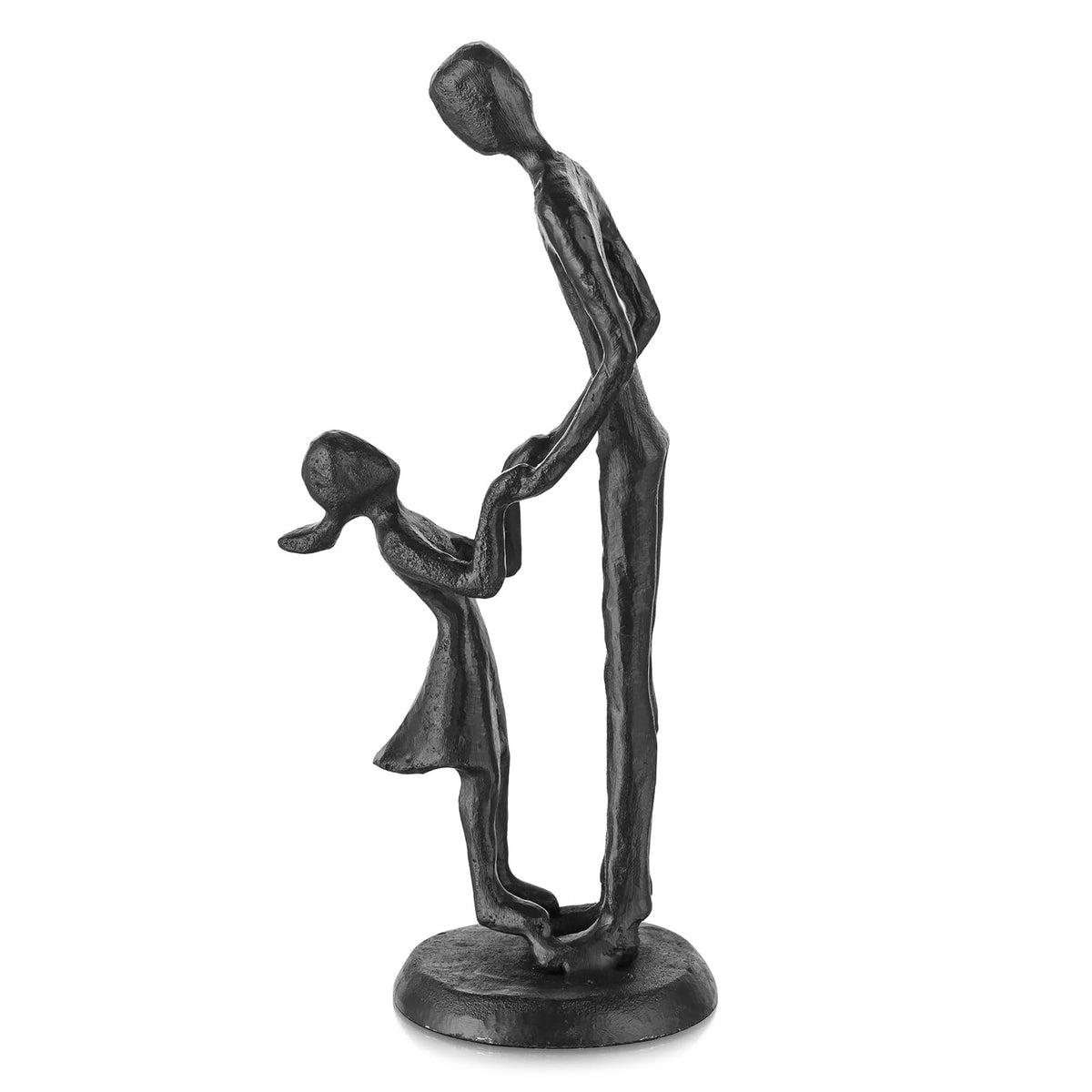 Sziqiqi dad and daughter iron statue in a dancing pose, perfect Father's Day decor.