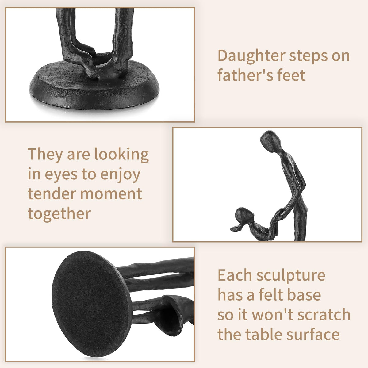 Sziqiqi father-daughter figurine featuring detailed pose for shelf or mantel display.