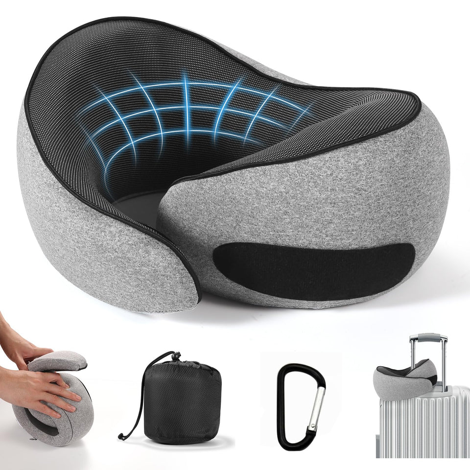SZXYX neck travel pillow with memory foam for steady neck support on flights