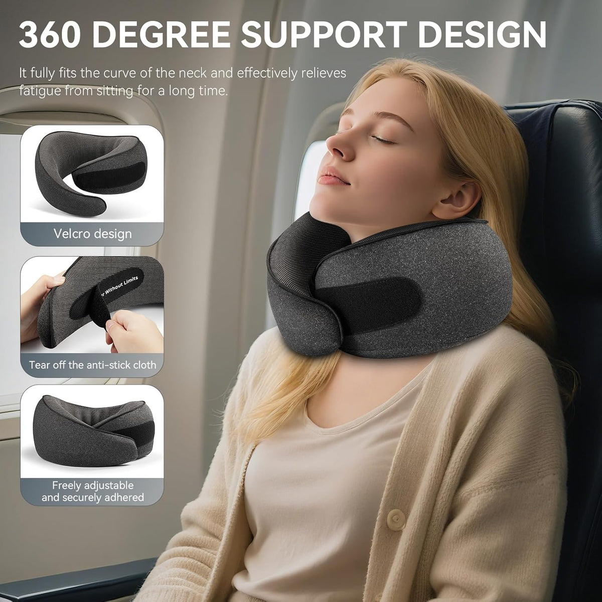 SZXYX travel pillow chin wrap aids upright posture for comfortable car, train, or plane travel