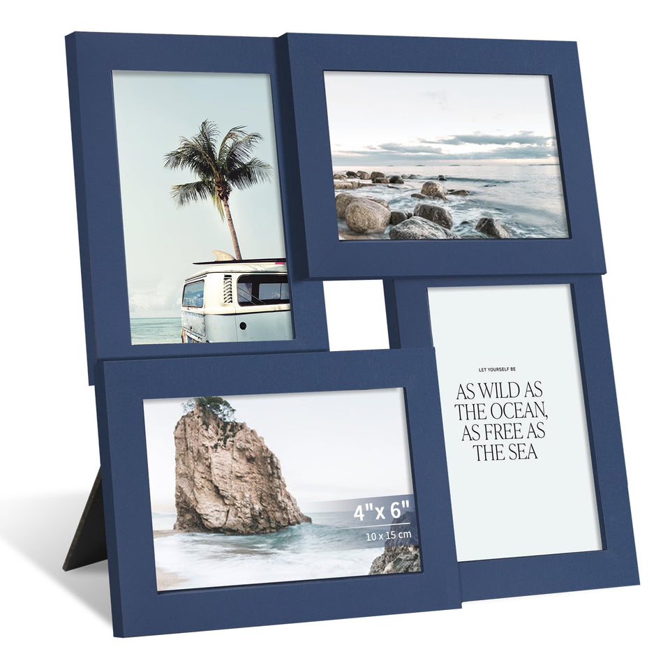 SZYUU 4x6 collage frame with real glass for crystal-clear photos.