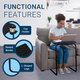Table-Mate TV Tray Table slides under furniture for easy bedside setup.