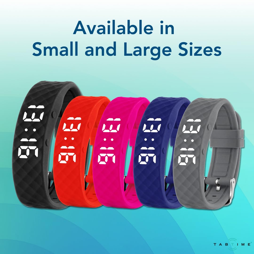 Tabtime wristband suitable for kids and adults for wake-ups and routines.