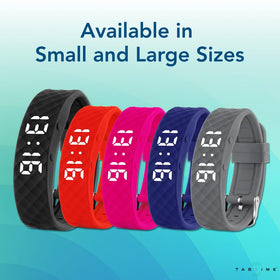 Tabtime wristband suitable for kids and adults for wake-ups and routines.