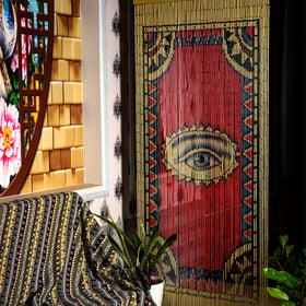 TACHILC beaded curtain natural wood tubes visible with beads, airy aesthetic