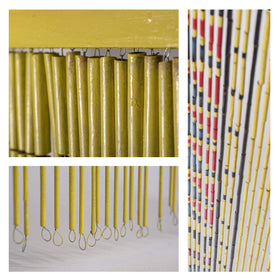 TACHILC beaded curtain top bar close-up showing sturdy wood finish for hanging