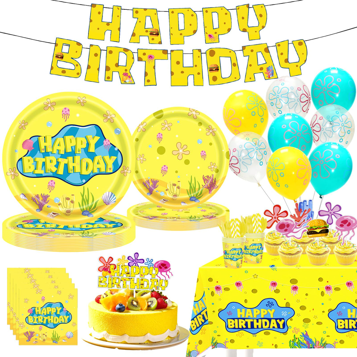 TAdgnba yellow banner for under-the-sea party decor and a festive focal point.