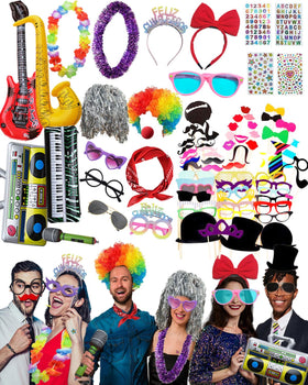 Tahonuss photo booth props 80-piece set adds vibrant flair to party photos.