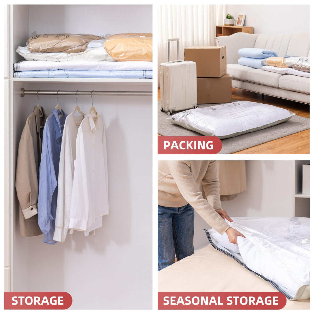 TAILI large bags optimize under-bed storage revealing space-saving potential.