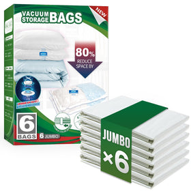 TAILI 6-pack vacuum storage bags in 40x31 inches for organized clothing.