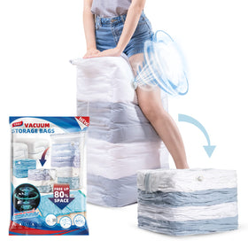 TAILI 6-pack cube vacuum bags store bulky blankets to save closet space.