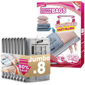 TAILI 8-pack vacuum storage bags with long side zip save space while packing.