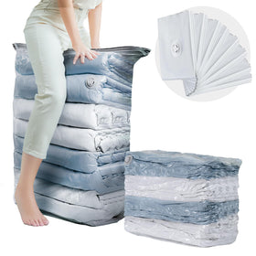 TAILI 8-pack jumbo cube vacuum storage bags displayed as space-saving set in a closet