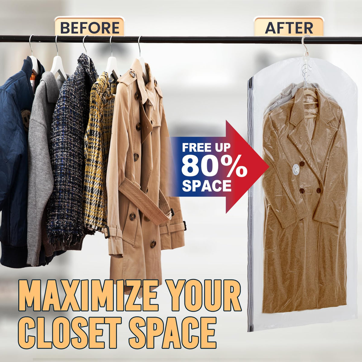 TAILI arc-design top vacuum bag enhances closet appearance