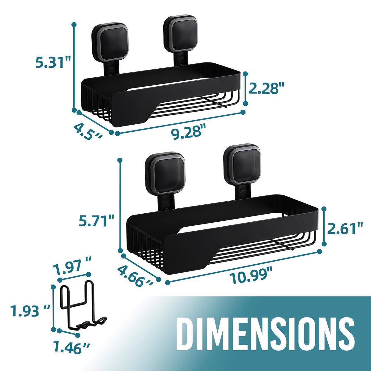 TAILI double-pack keeps shower essentials organized and accessible.