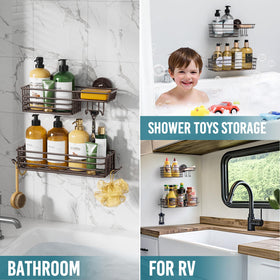 TAILI Rustproof stainless steel storage baskets keep bathroom essentials neatly stored and dry.