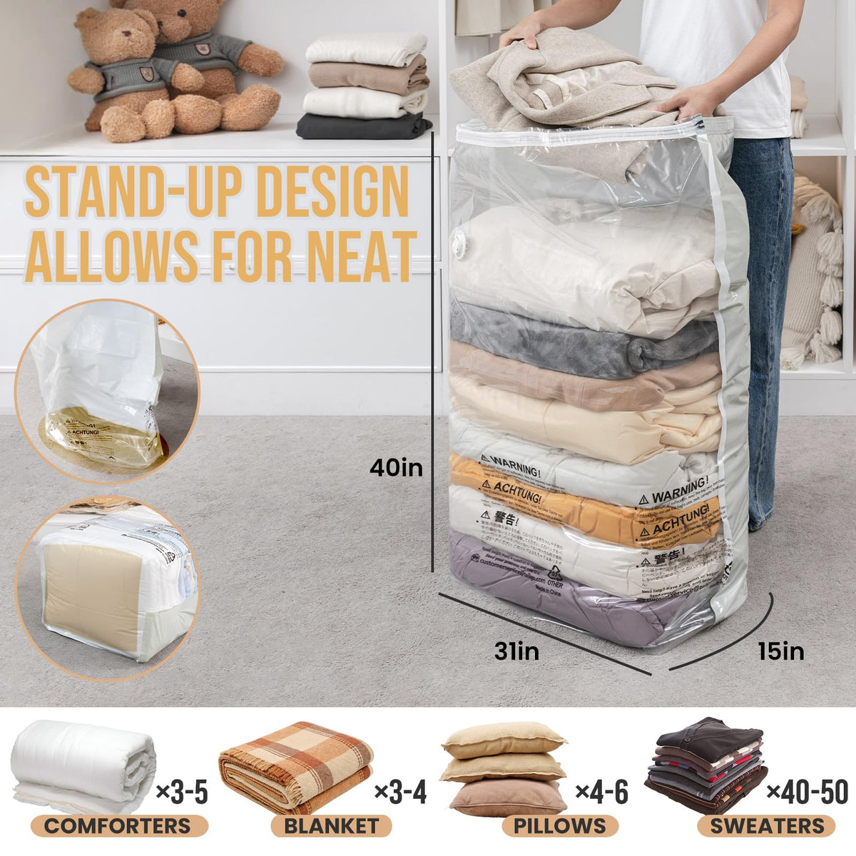 Taili bedding being stored in a cube bag for easy organization.