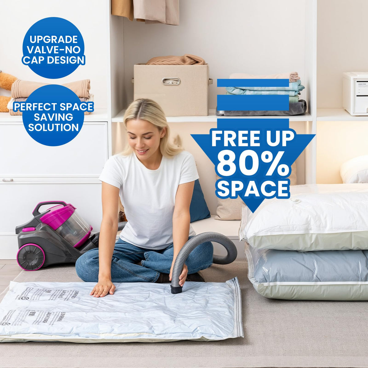 TAILI blanket vacuum bag in 40x31 reduces bulk for travel.