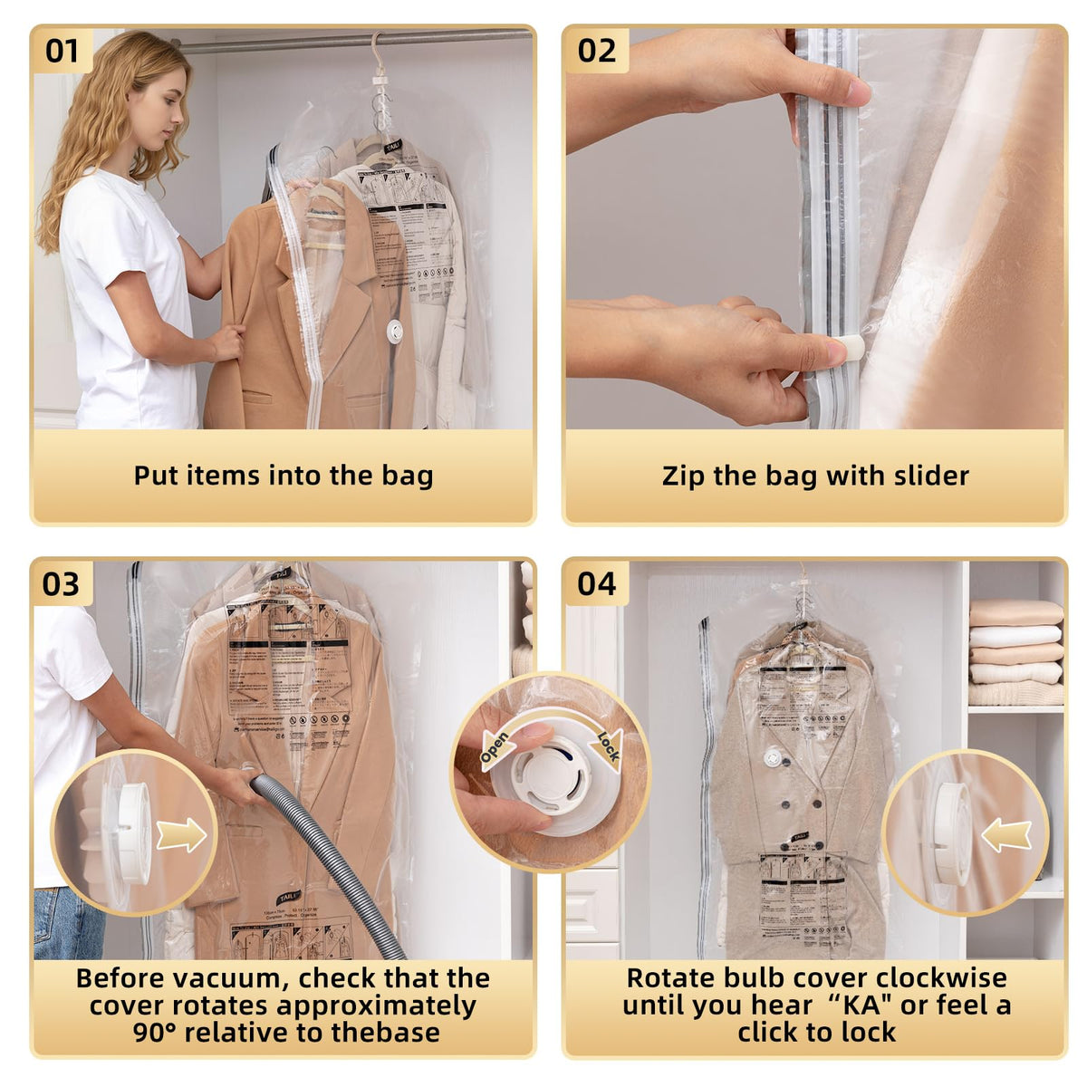 TAILI clear bags allow quick outfit checks before wearing.