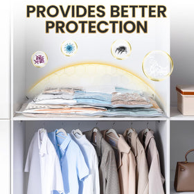 TAILI closet-ready seasonal storage using eight bags for bedding