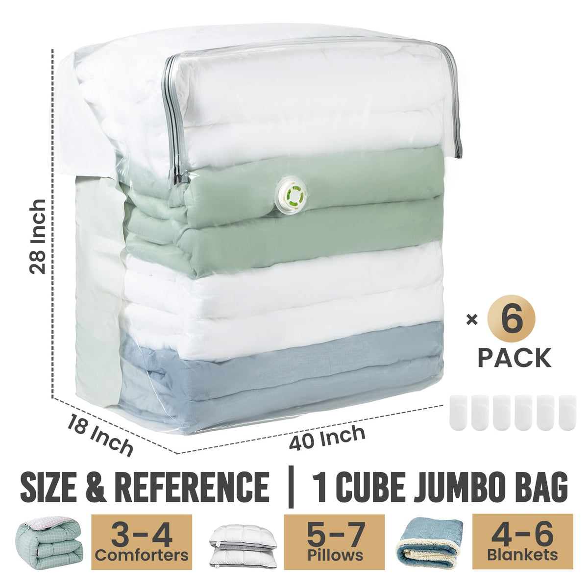 TAILI comforter tucked into the extra-large bag for efficient storage.