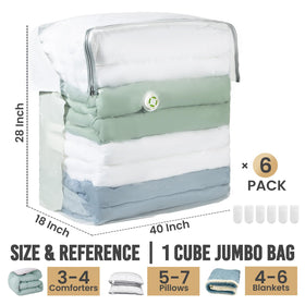 TAILI comforter tucked into the extra-large bag for efficient storage.